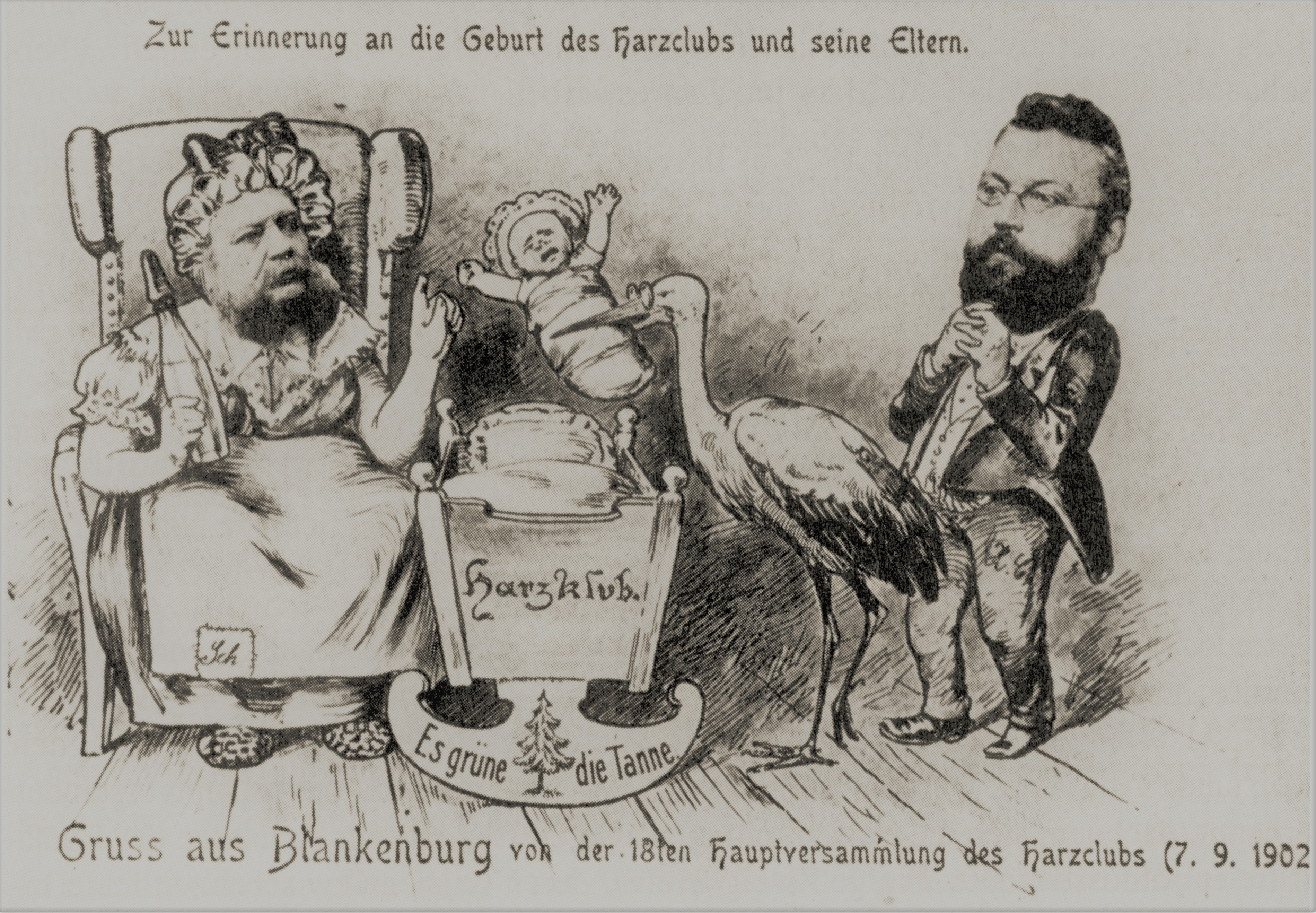 Scherzpostkarte Gründung Harzklub 1886